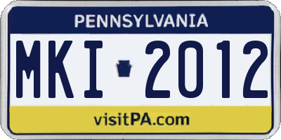 PA license plate MKI2012