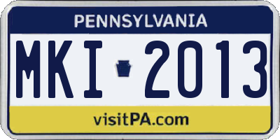 PA license plate MKI2013