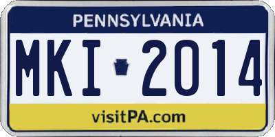 PA license plate MKI2014