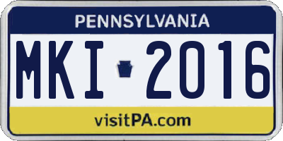PA license plate MKI2016