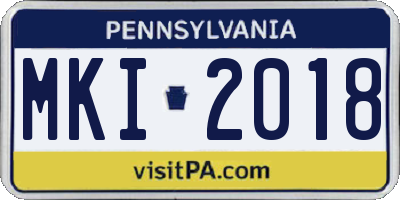 PA license plate MKI2018