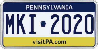 PA license plate MKI2020