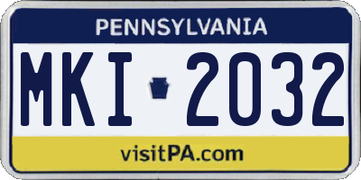 PA license plate MKI2032