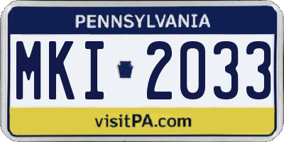 PA license plate MKI2033