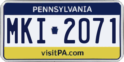 PA license plate MKI2071