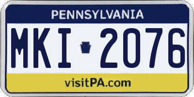PA license plate MKI2076