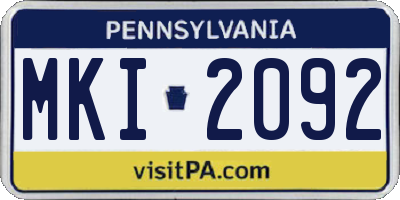PA license plate MKI2092