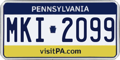 PA license plate MKI2099
