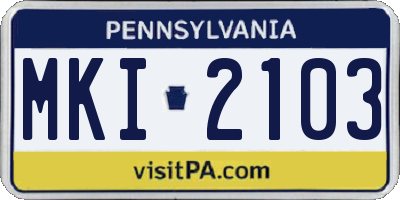 PA license plate MKI2103