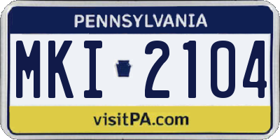 PA license plate MKI2104