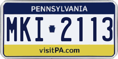 PA license plate MKI2113