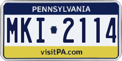 PA license plate MKI2114
