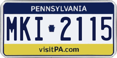 PA license plate MKI2115
