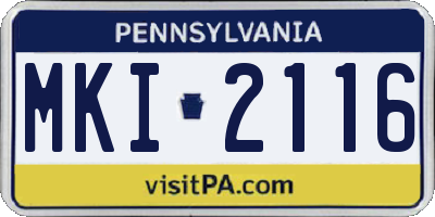 PA license plate MKI2116