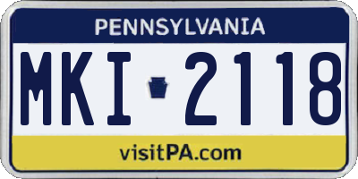 PA license plate MKI2118