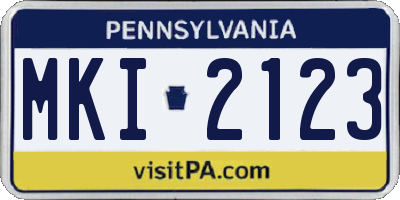 PA license plate MKI2123