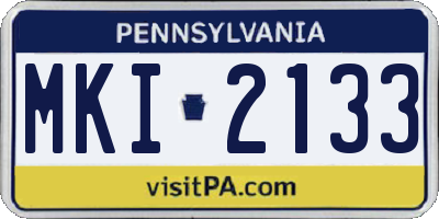 PA license plate MKI2133