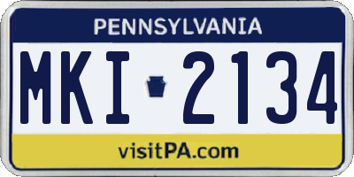 PA license plate MKI2134