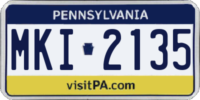 PA license plate MKI2135