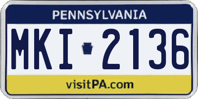 PA license plate MKI2136