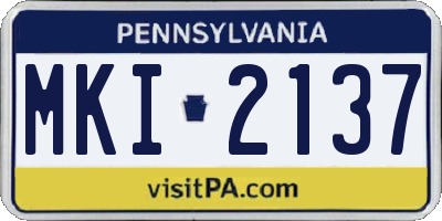 PA license plate MKI2137