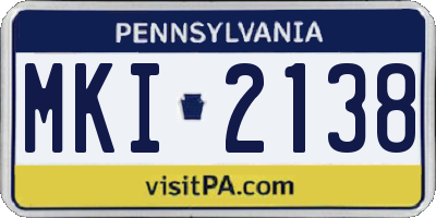 PA license plate MKI2138