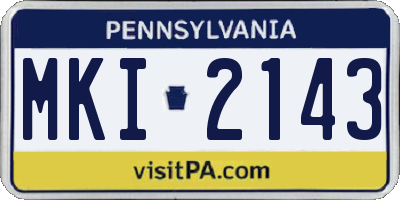 PA license plate MKI2143
