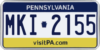 PA license plate MKI2155