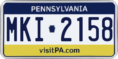 PA license plate MKI2158