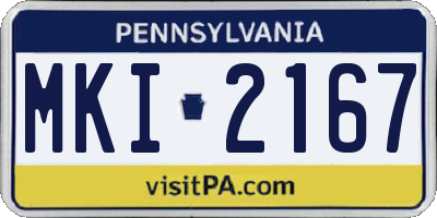 PA license plate MKI2167