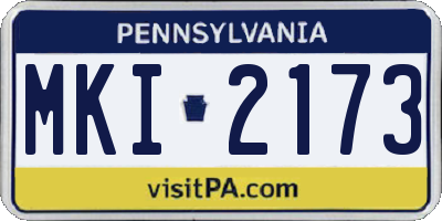 PA license plate MKI2173