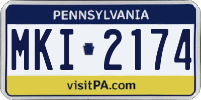 PA license plate MKI2174