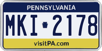 PA license plate MKI2178