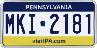 PA license plate MKI2181