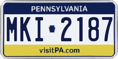PA license plate MKI2187