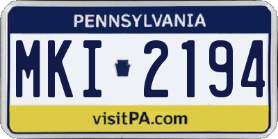 PA license plate MKI2194