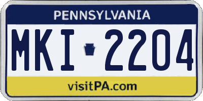 PA license plate MKI2204