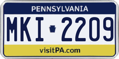 PA license plate MKI2209