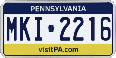 PA license plate MKI2216