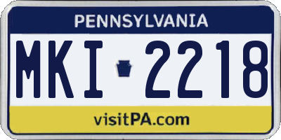 PA license plate MKI2218