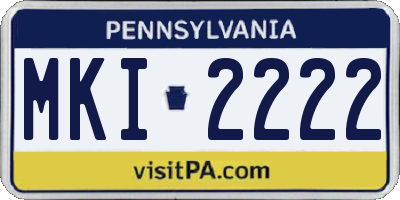 PA license plate MKI2222