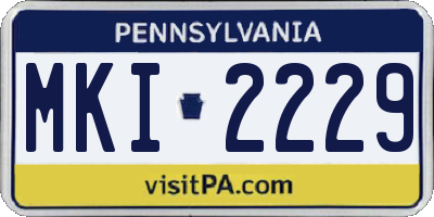 PA license plate MKI2229