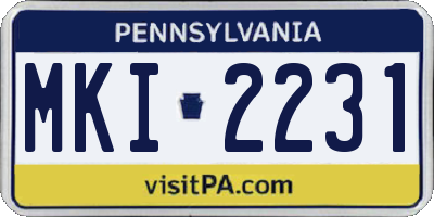 PA license plate MKI2231
