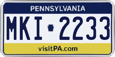 PA license plate MKI2233