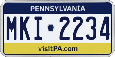 PA license plate MKI2234
