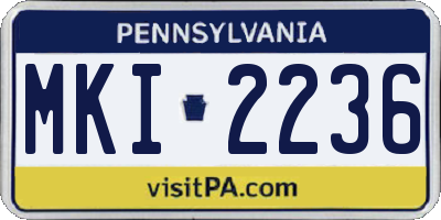 PA license plate MKI2236
