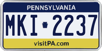 PA license plate MKI2237