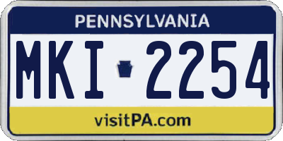 PA license plate MKI2254