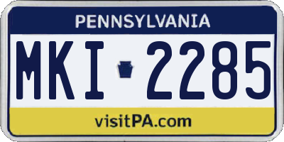 PA license plate MKI2285