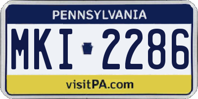 PA license plate MKI2286